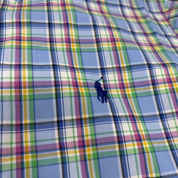 Ralph Lauren Medium Blue Green Multicolor Plaid Long Sleeve Button Down Shirt - Picture 3 of 5